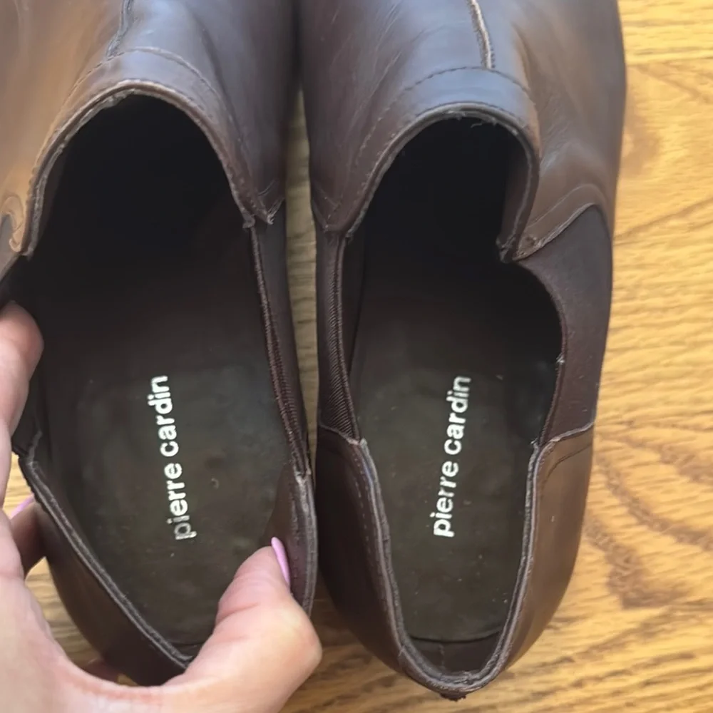 Men’s Pierre Cardin Brown Leather Slip-On Dress Shoes size 41